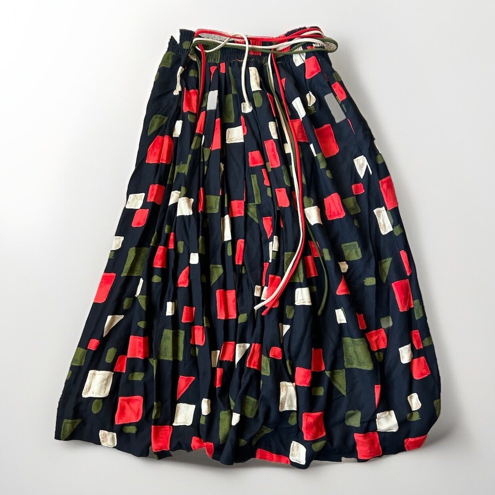 Vintage E Gadd! Geometric Print Pull On Midi Skirt Long Colorful Artsy 80s 90s M